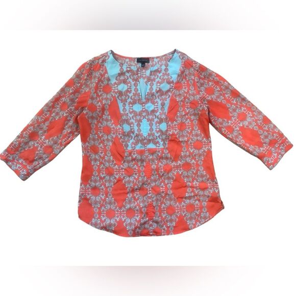 The Limited Coral and Aqua Damask Print Tunic Blouse - Picture 1 of 9